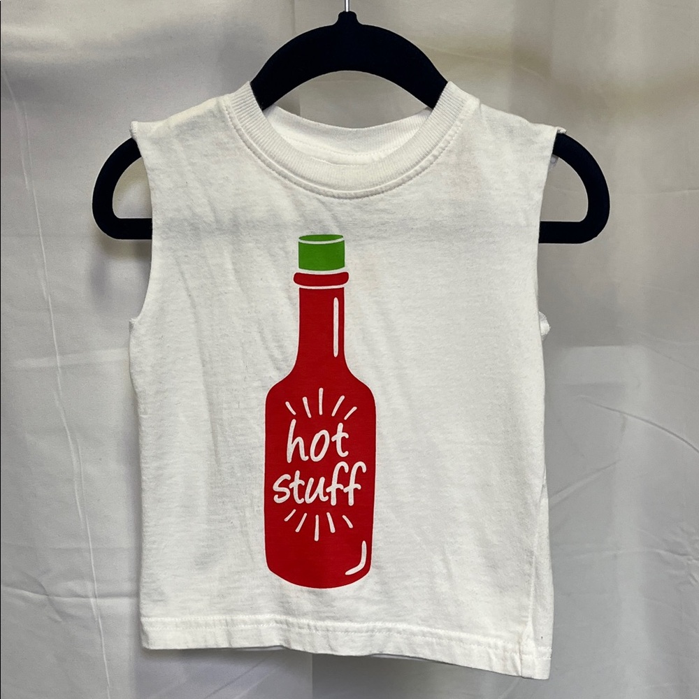 Mish Boys White Tank Top with Red “hot stuff” bottle 12 months